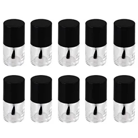 10 Pieces in 10ml Nail Polish Bottle Empty Bottle Refillable Cosmetic Storage Glass Black &