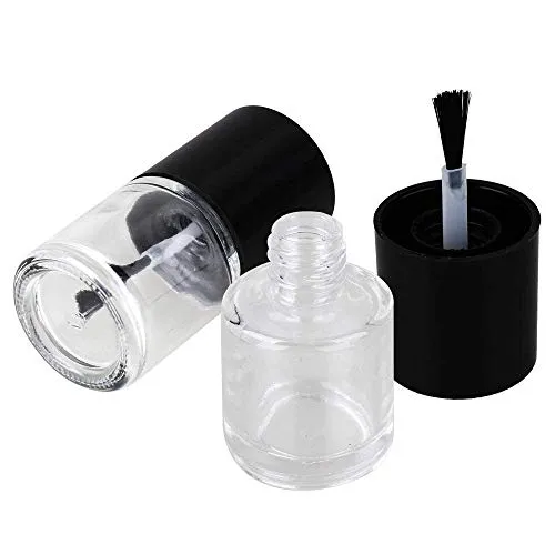 10 Pieces in 10ml Nail Polish Bottle Empty Bottle Refillable Cosmetic Storage Glass Black &