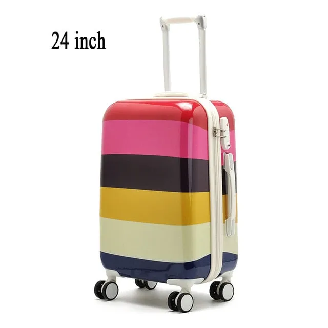 2016 Hot Sales Colorful Stripes Cute Trolley Caster Suitcase/Travel Luggage Board Chassis Lockbox