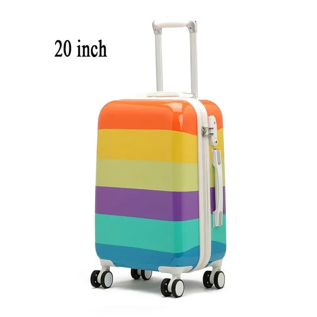 2016 Hot Sales Colorful Stripes Cute Trolley Caster Suitcase/Travel Luggage Board Chassis Lockbox