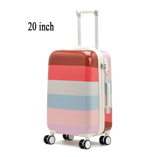 2016 Hot Sales Colorful Stripes Cute Trolley Caster Suitcase/Travel Luggage Board Chassis Lockbox