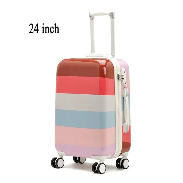 2016 Hot Sales Colorful Stripes Cute Trolley Caster Suitcase/Travel Luggage Board Chassis Lockbox