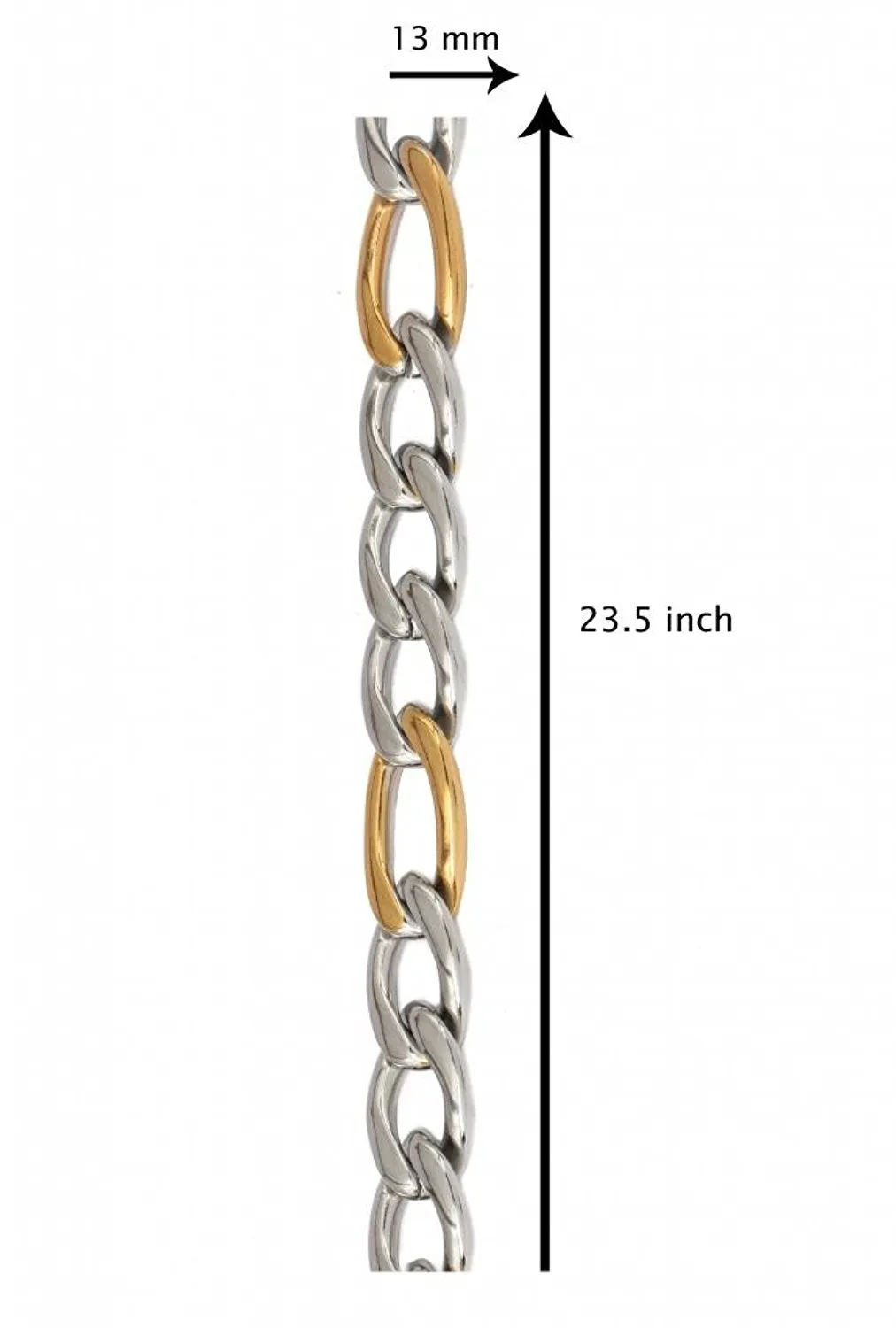 316L Stainless Steel Silver Gold Solid Figaro Curb Chain For Men 23.5"