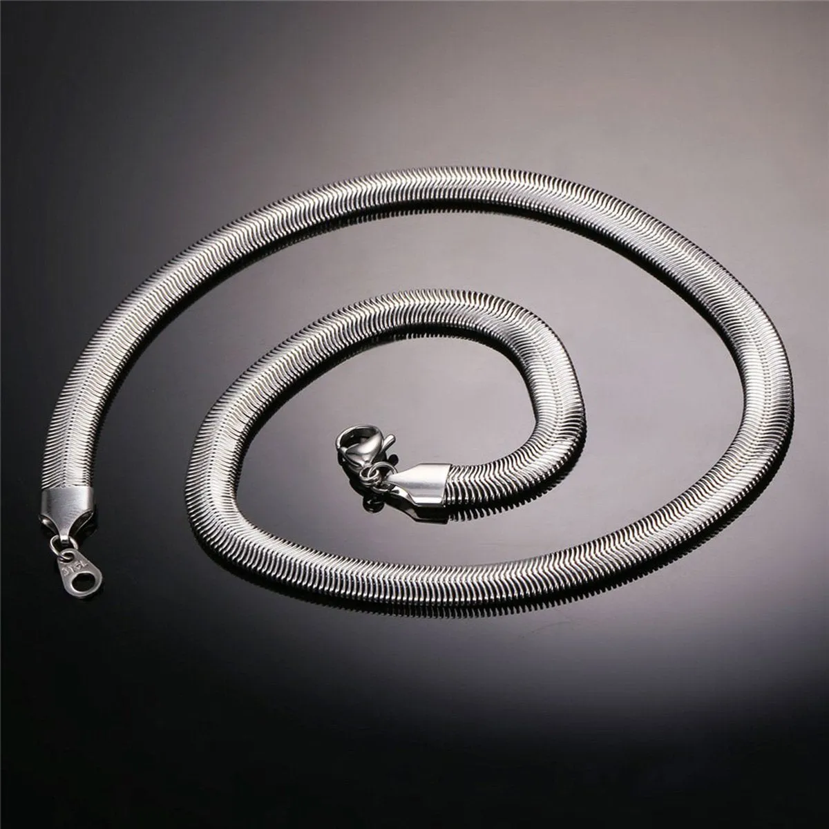 316L Stainless Steel Silver Silk Snake Herringbone Snake Chain 22"