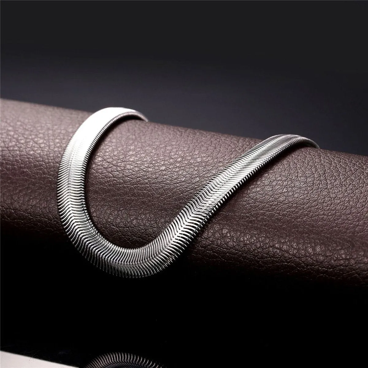 316L Stainless Steel Silver Silk Snake Herringbone Snake Chain 22"