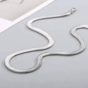 316L Stainless Steel Silver Silk Snake Herringbone Snake Chain 22"