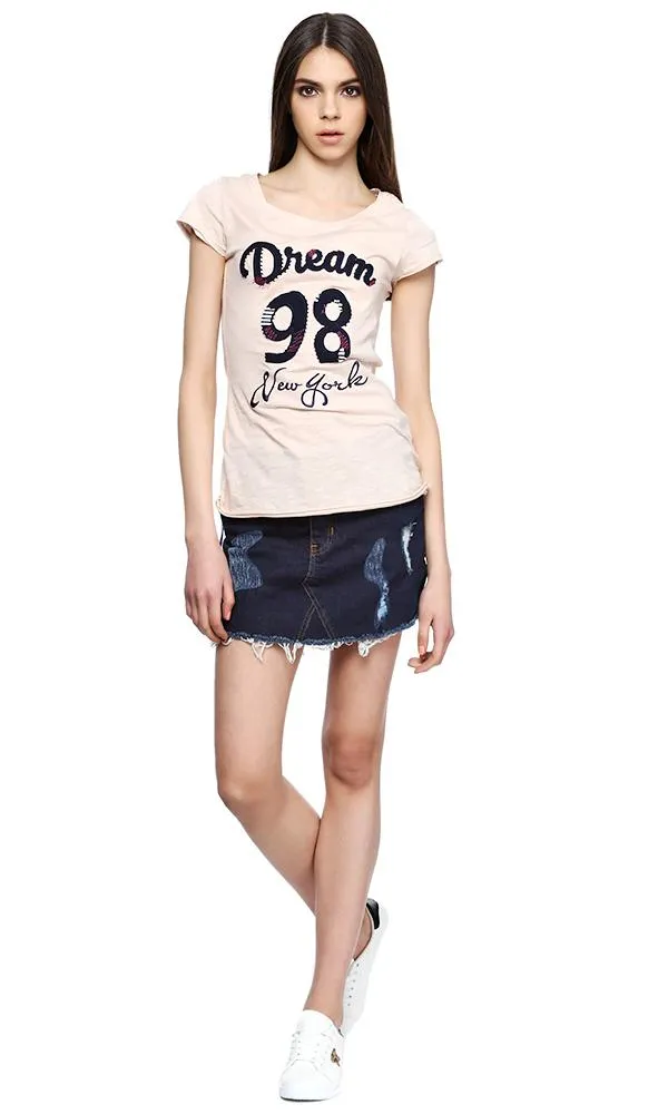 39866 destroyed denim mini skirt