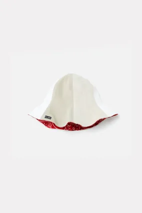 70s Reversible Tulip Hat Beige/Red