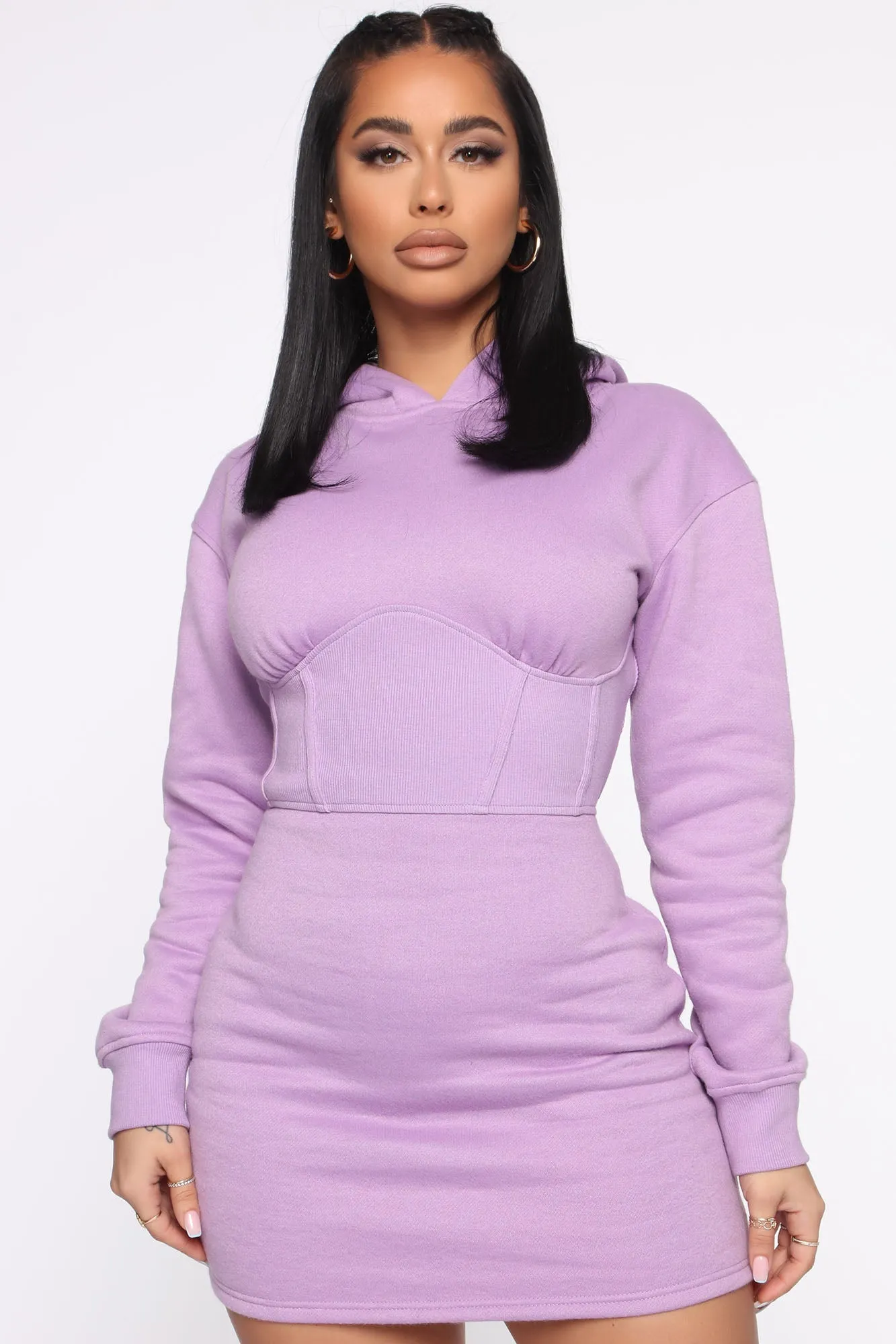 A Cheeky Matter Sweater Mini Dress - Lilac