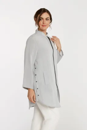 AA218 - Side Button Zippered Linen Tunic