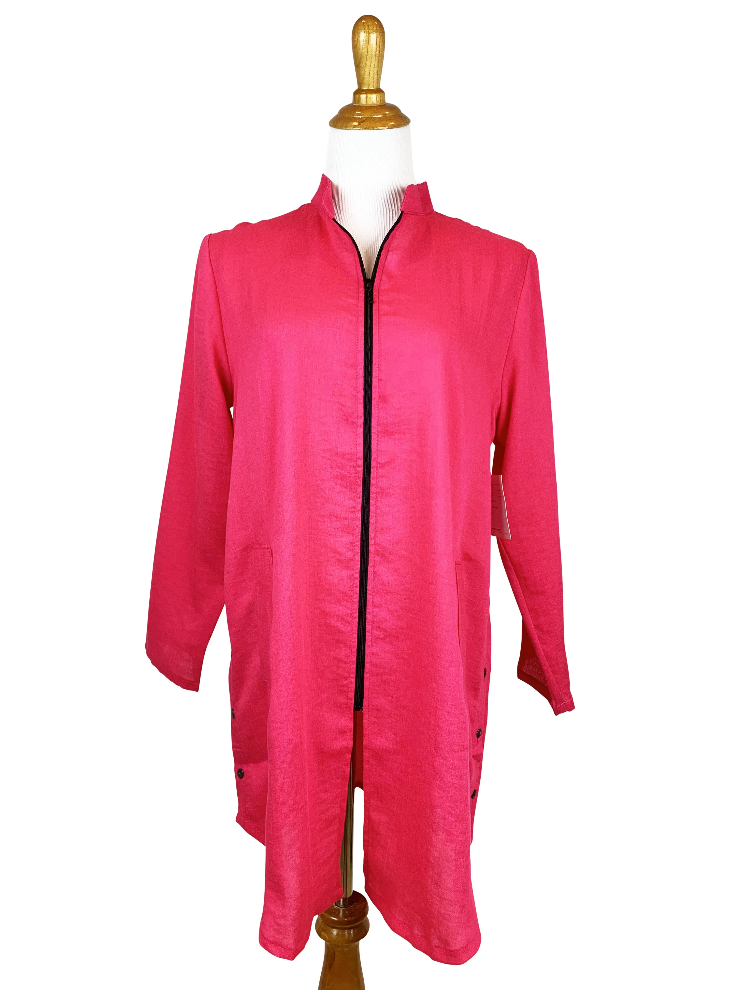 AA218 - Side Button Zippered Linen Tunic