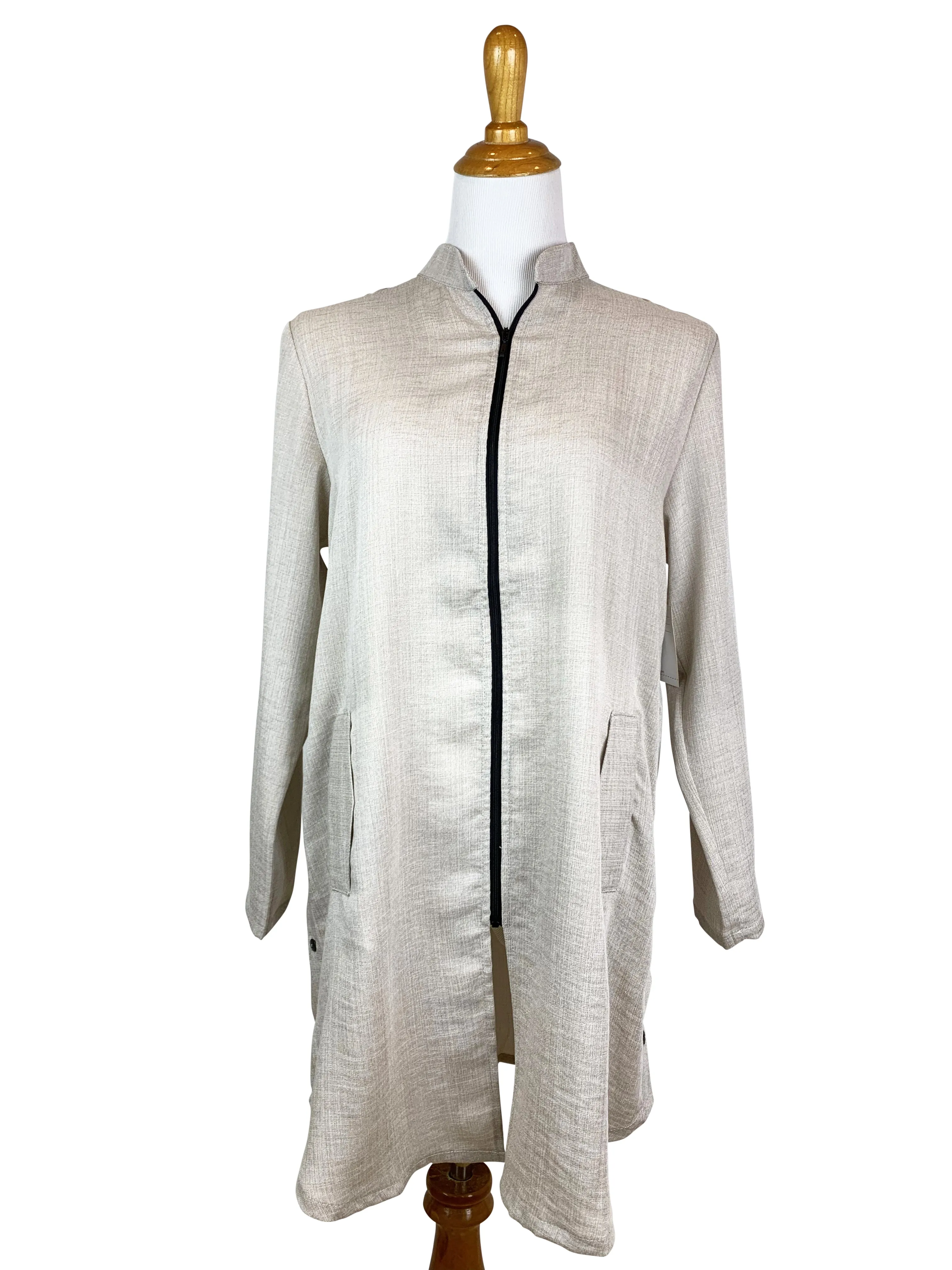 AA218 - Side Button Zippered Linen Tunic