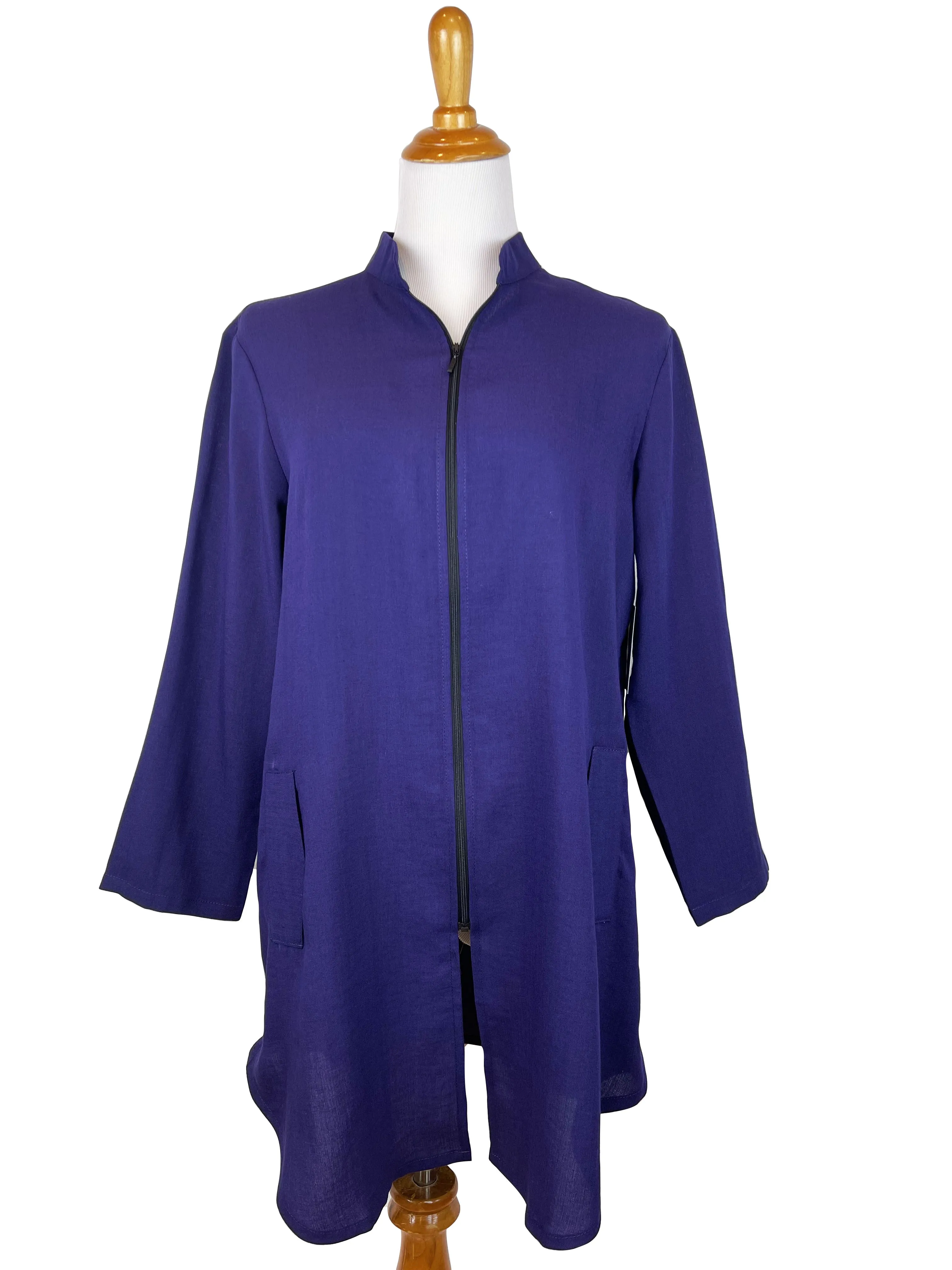 AA218 - Side Button Zippered Linen Tunic