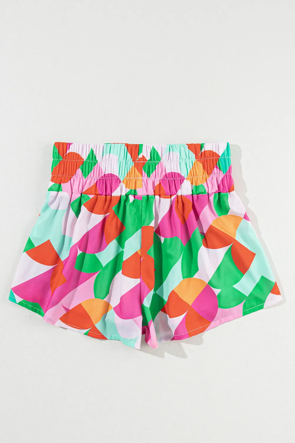 Abstract Print Smock Waist Casual Shorts