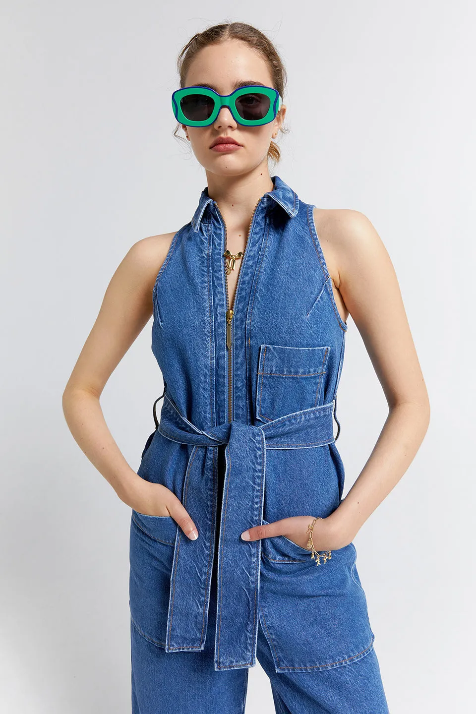 Aeronautical Jumpsuit - Washed Denim