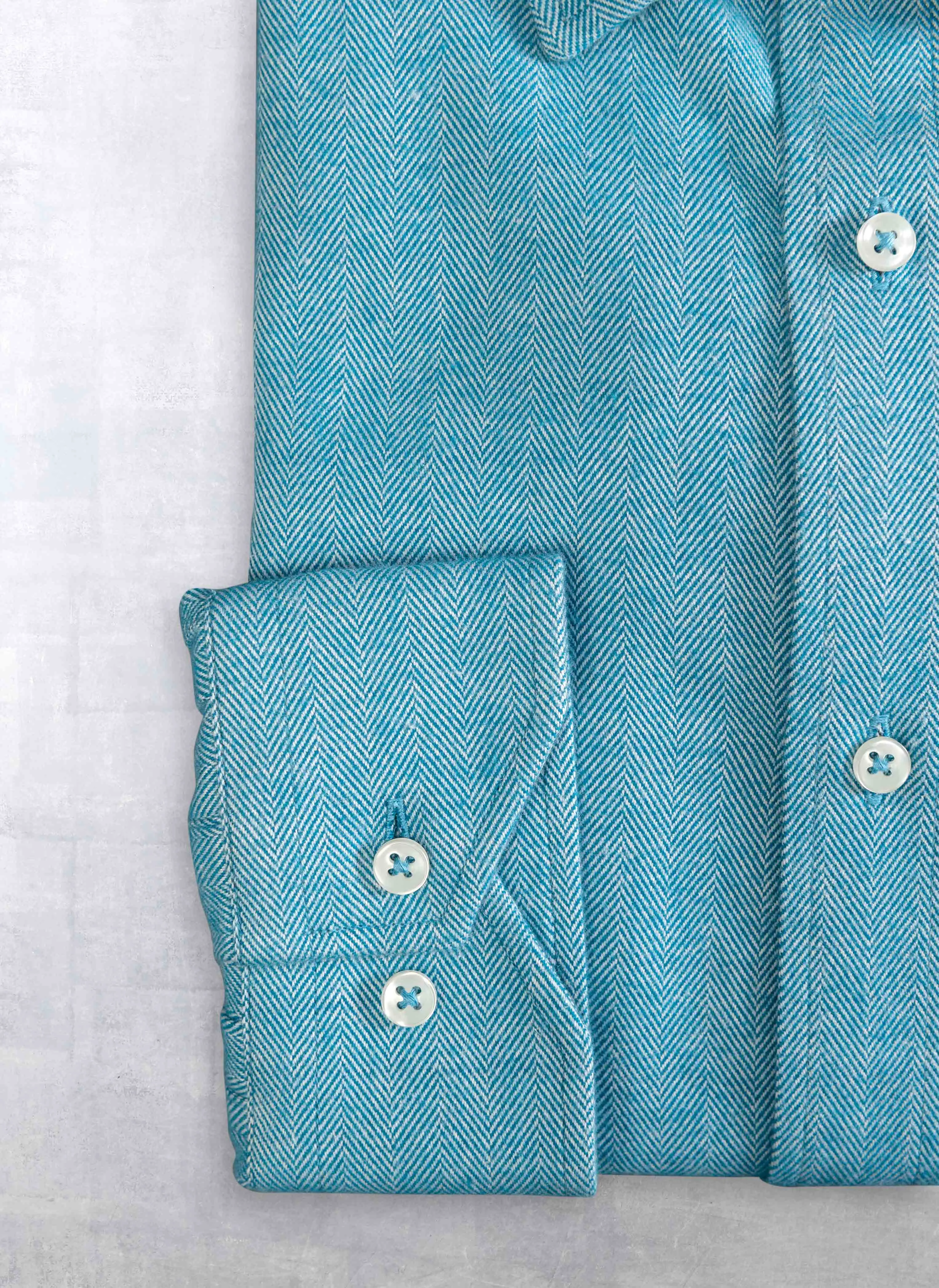 Alexander Sport Shirt in Solid Blue Herringbone