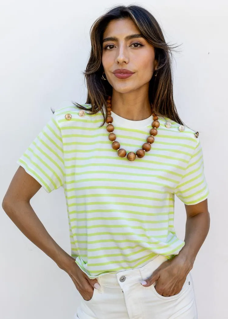 Allison Stripe Brooklyn Tee- Lime Stripe