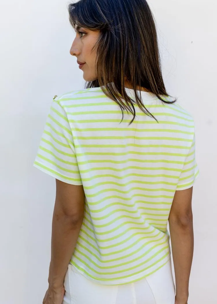 Allison Stripe Brooklyn Tee- Lime Stripe