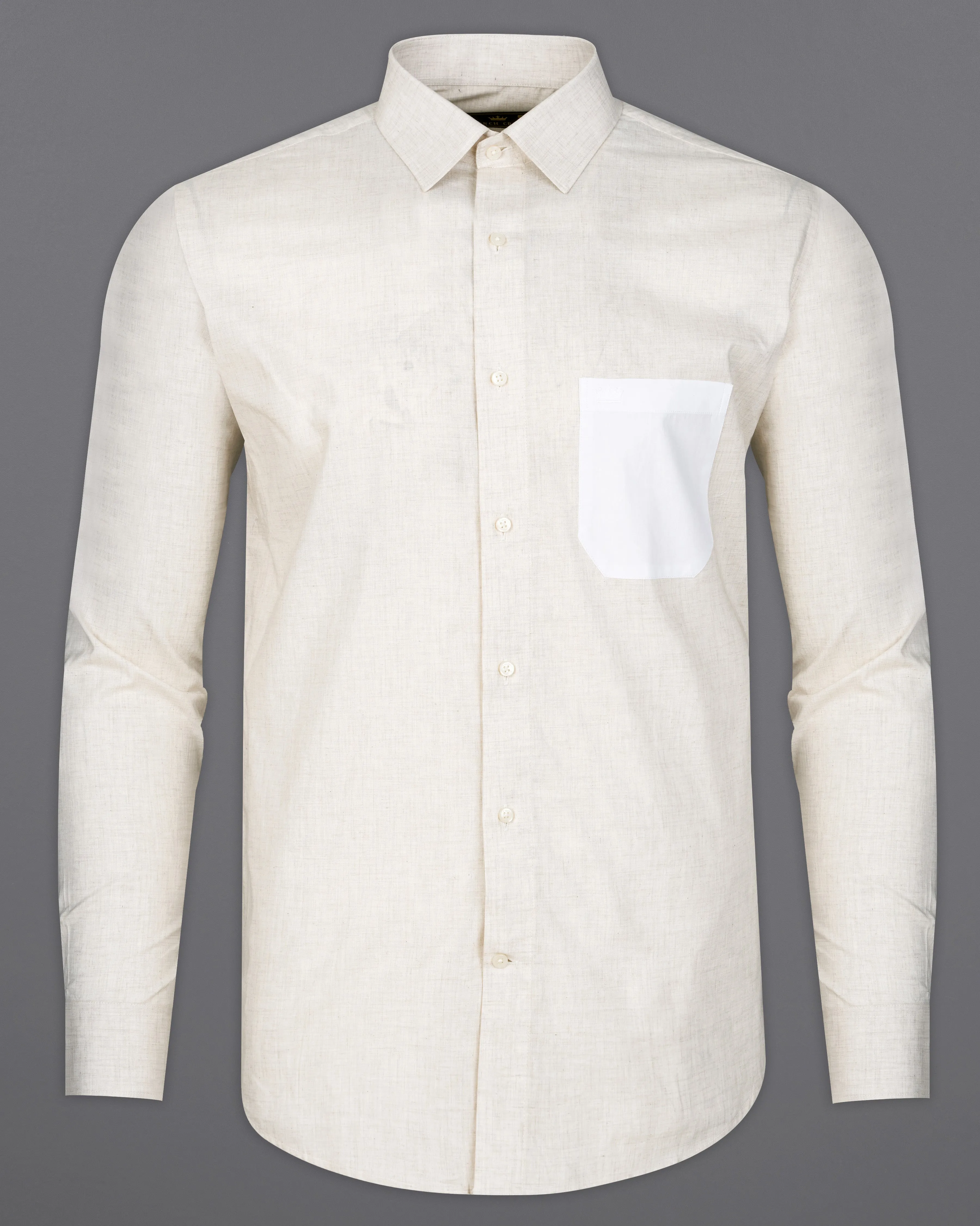 Armour Beige Signature Embroidered with White Patches Premium Cotton Shirt