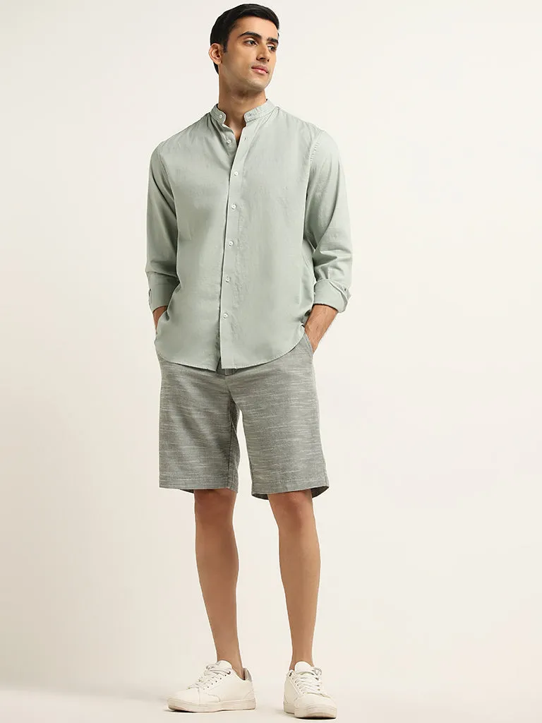 Ascot Sage Solid Relaxed-Fit Cotton Shirt