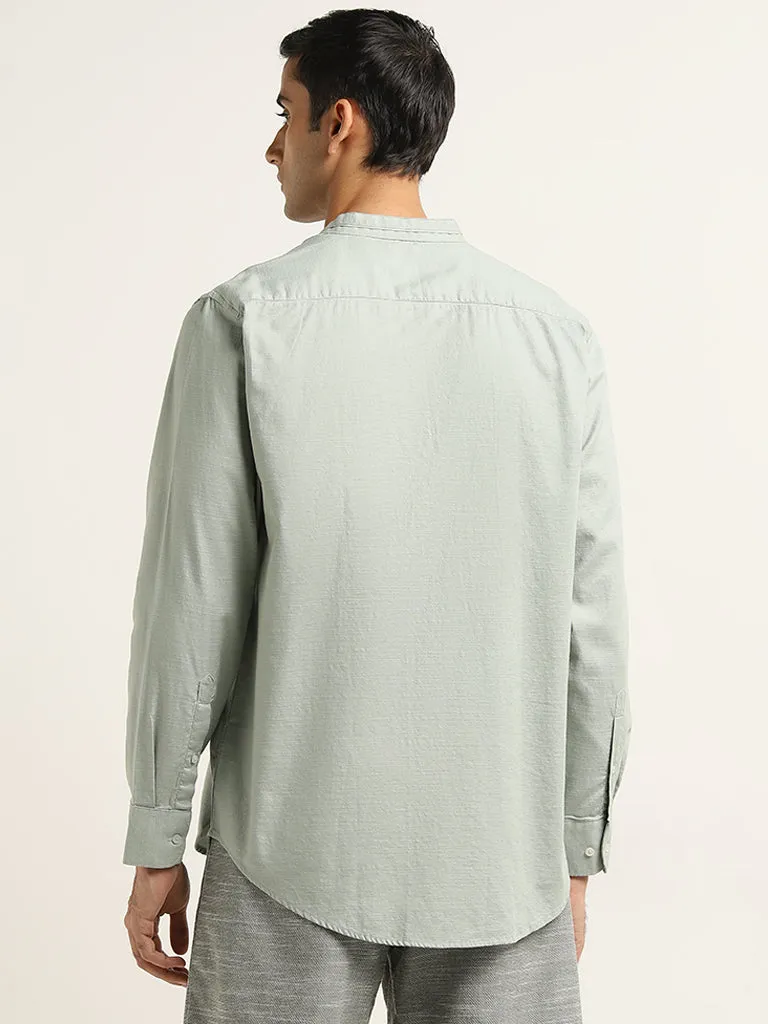 Ascot Sage Solid Relaxed-Fit Cotton Shirt