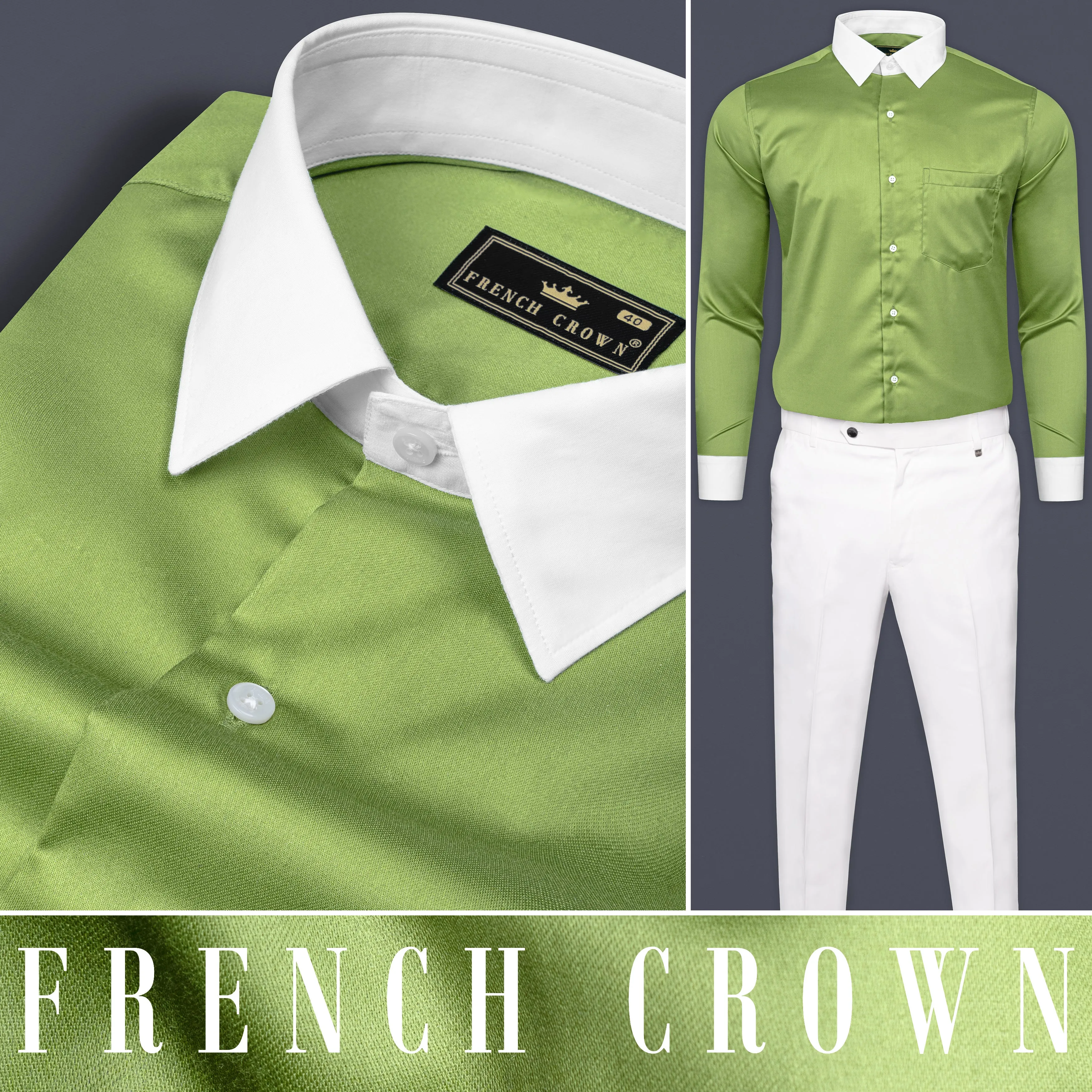 Asparagus Green Subtle Sheen Super Soft Premium Cotton Shirt