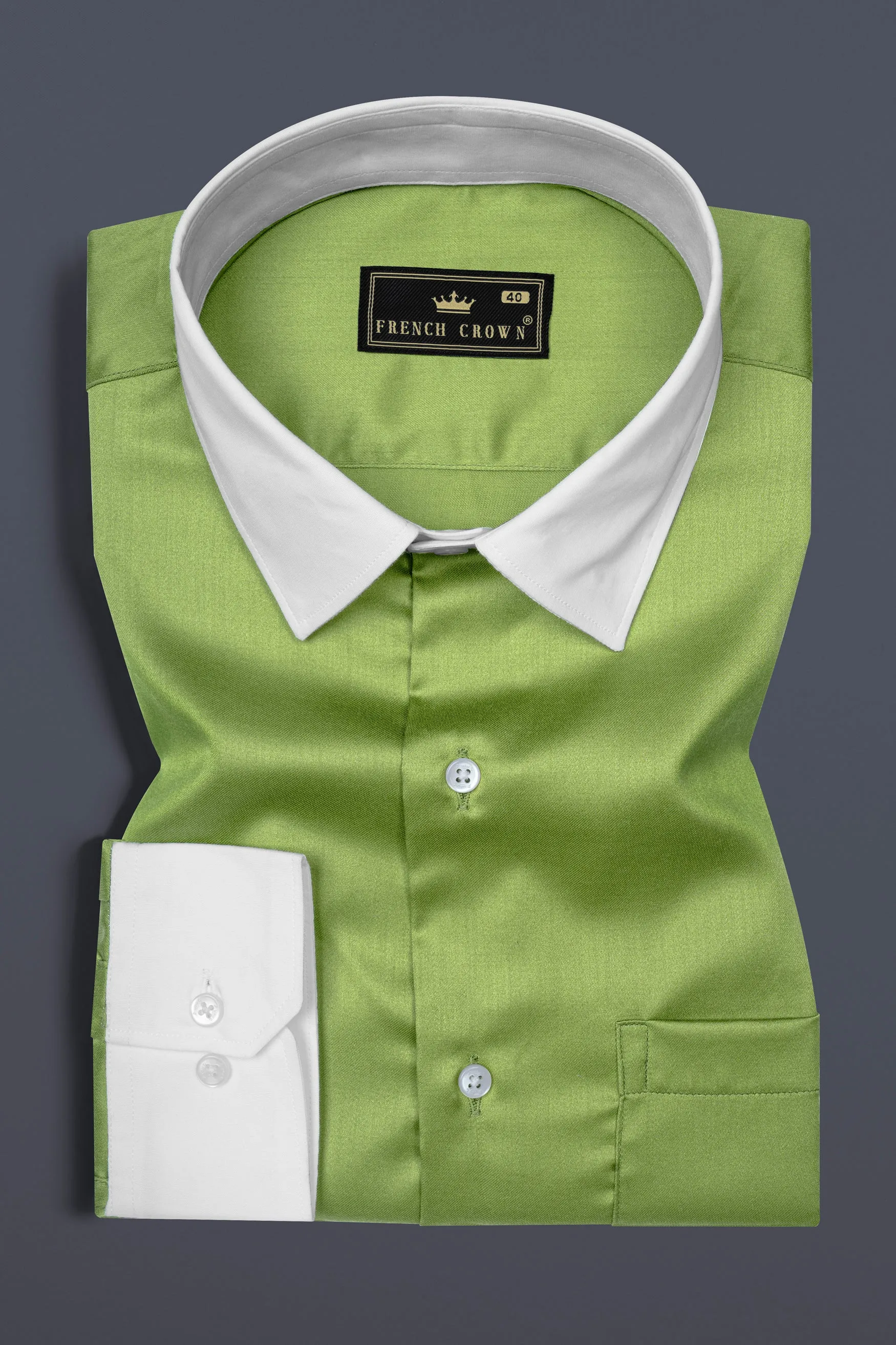 Asparagus Green Subtle Sheen Super Soft Premium Cotton Shirt