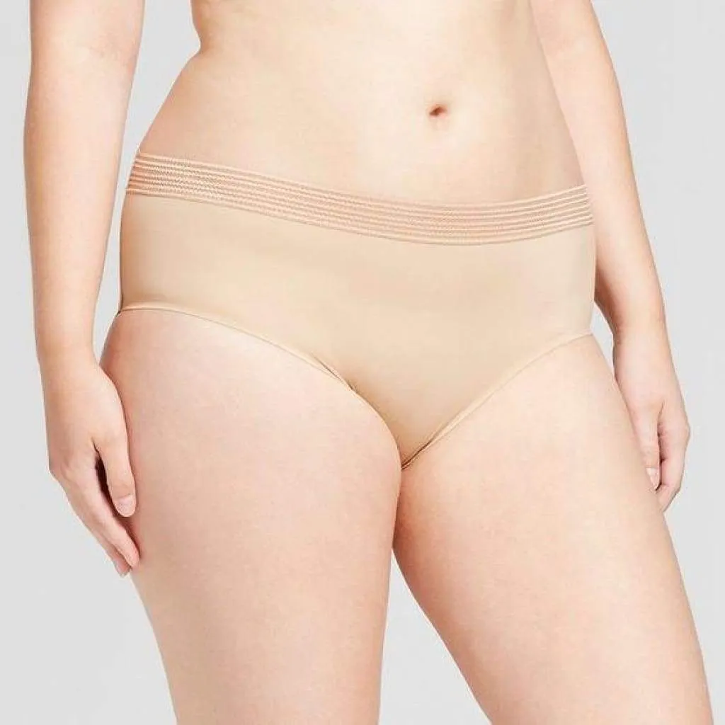 Ava & Viv Plus Size Laser Cut No Show Hipster Panty 3X Honey Beige