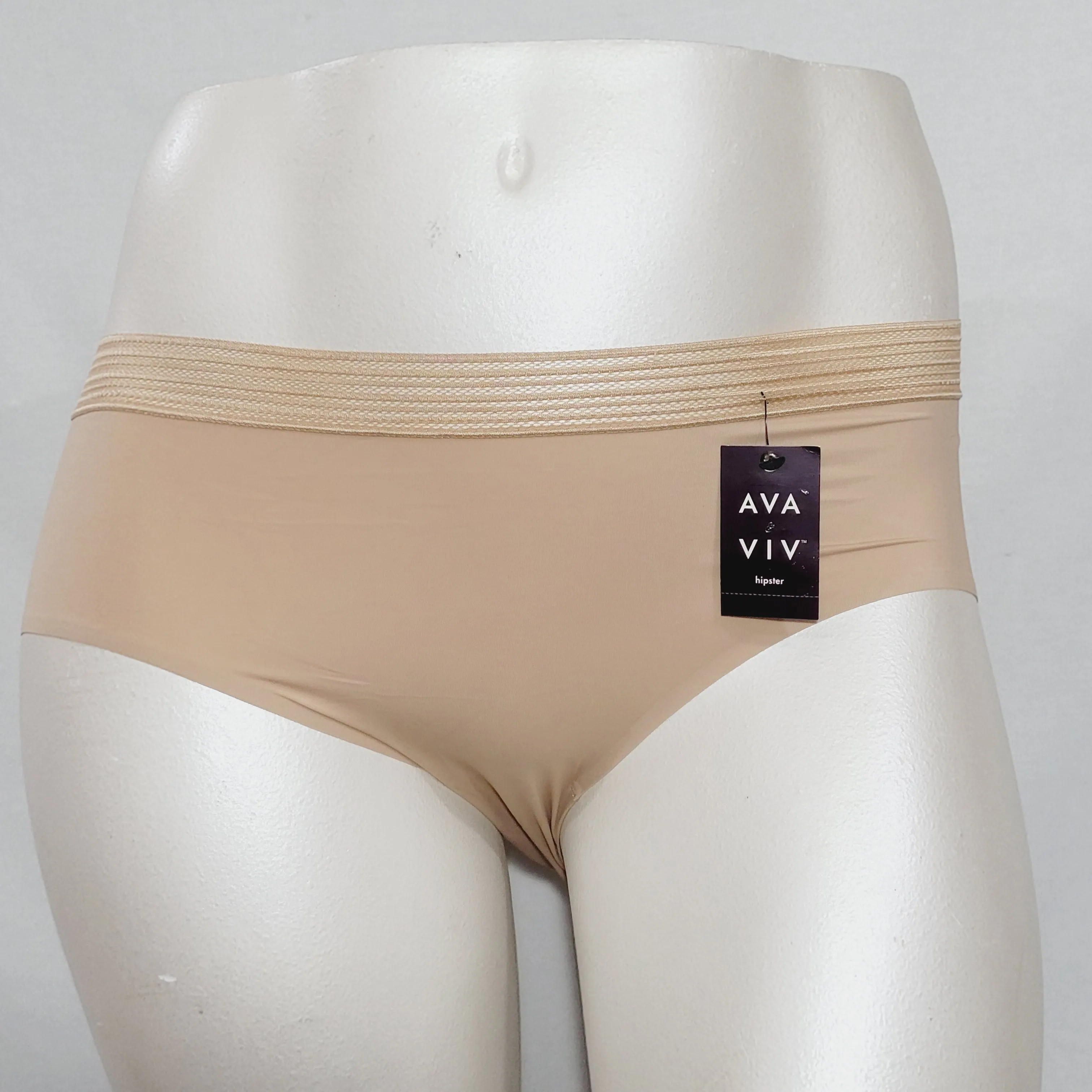 Ava & Viv Plus Size Laser Cut No Show Hipster Panty 3X Honey Beige