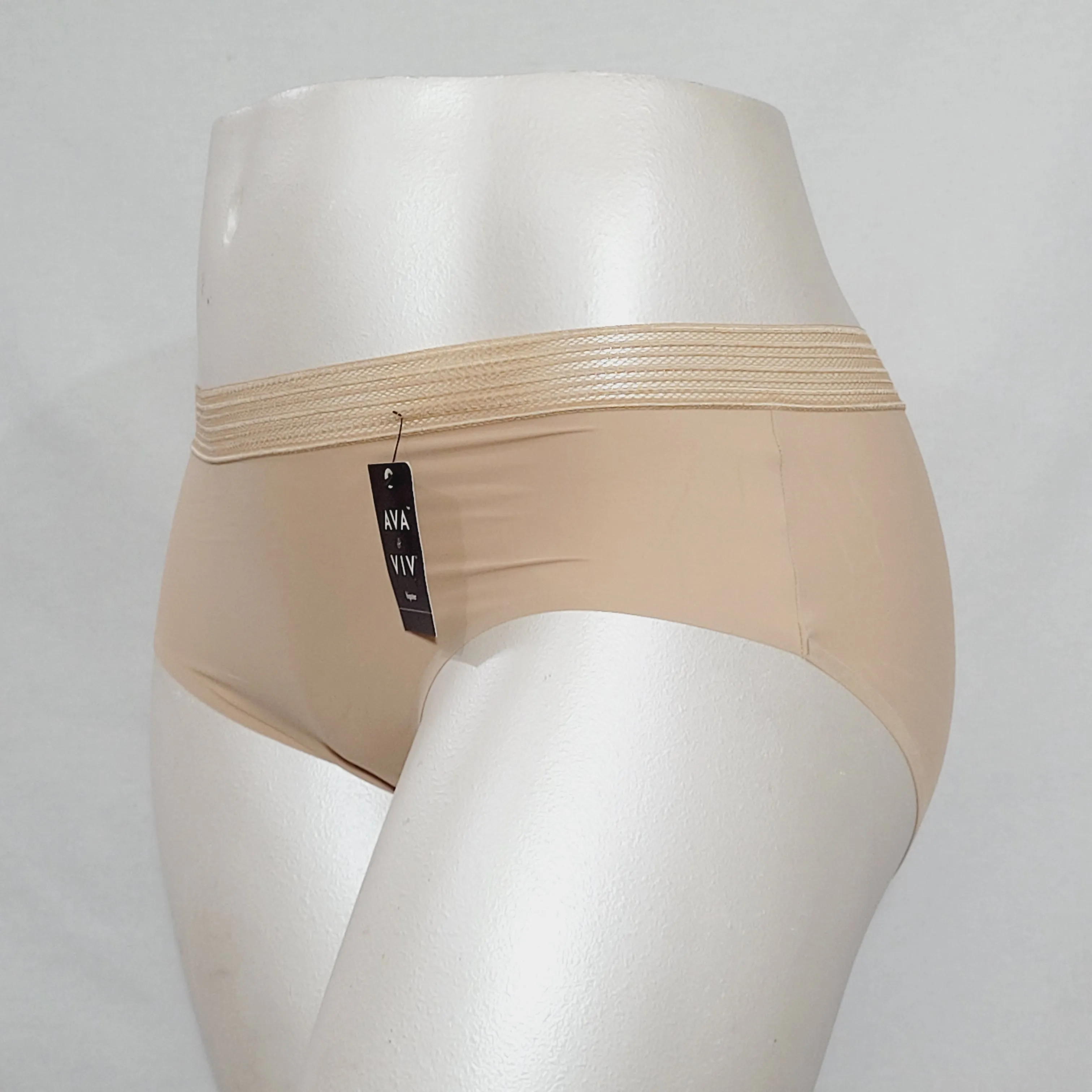 Ava & Viv Plus Size Laser Cut No Show Hipster Panty 3X Honey Beige