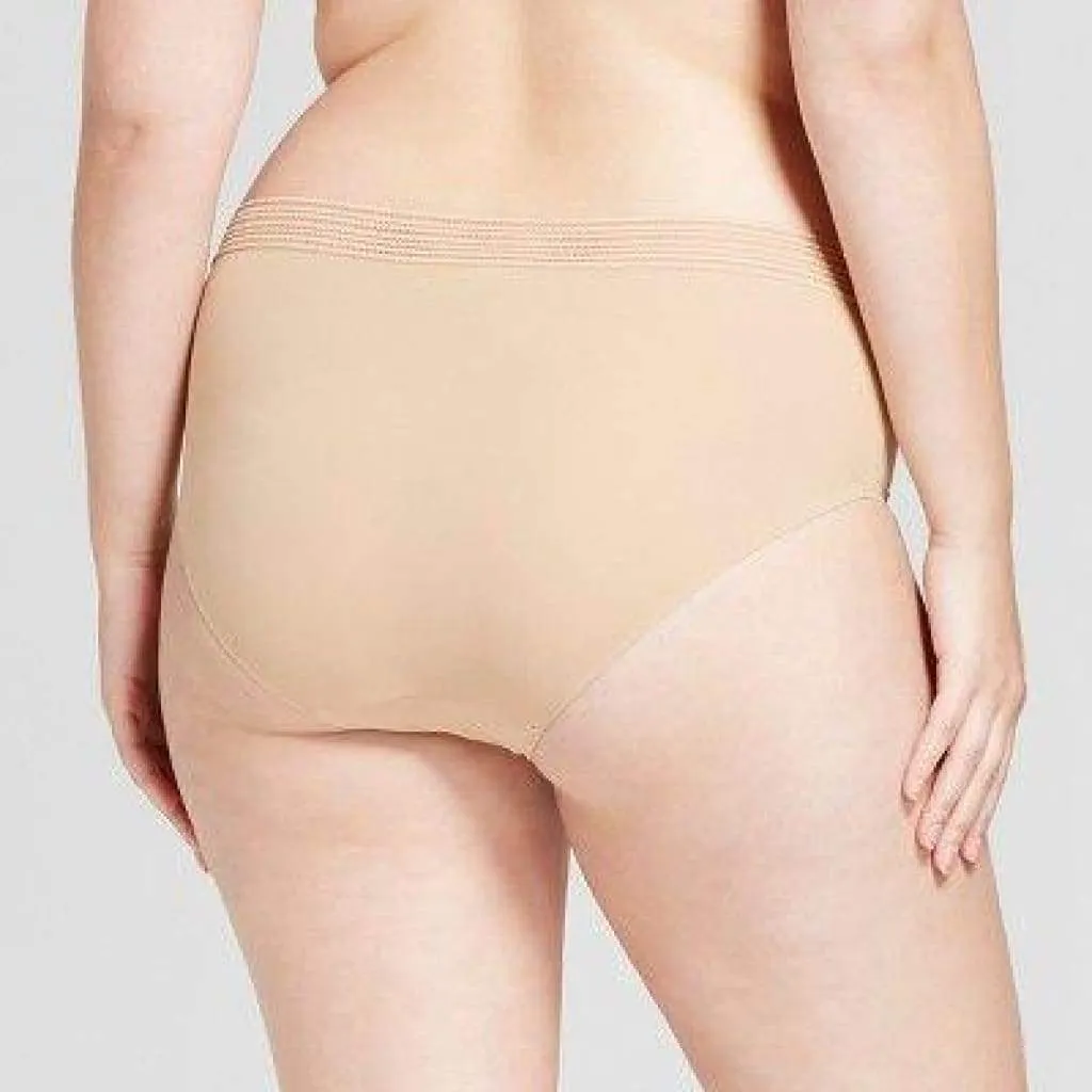 Ava & Viv Plus Size Laser Cut No Show Hipster Panty 3X Honey Beige