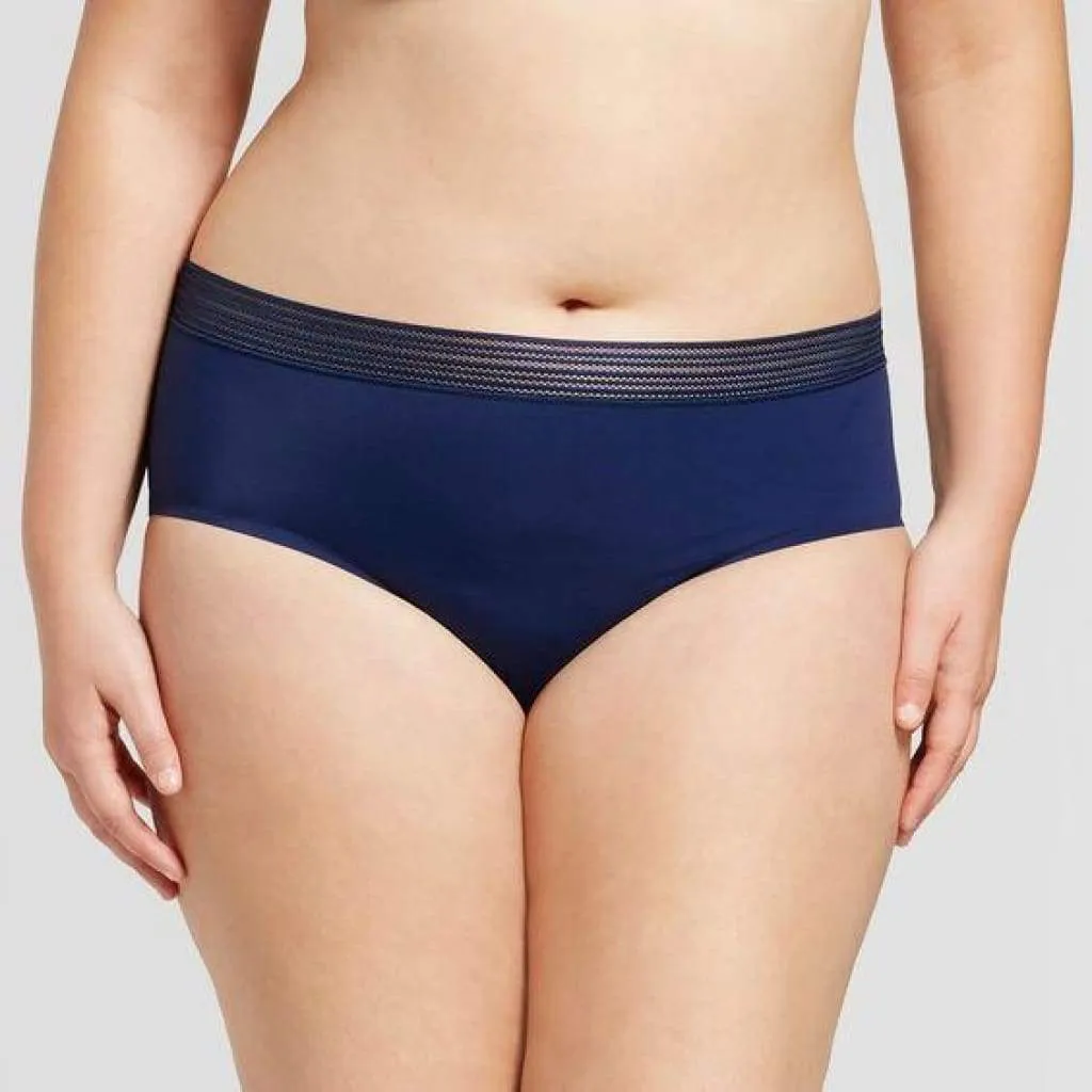 Ava & Viv Plus Size Laser Cut No Show Hipster Panty 3X Nighttime Blue