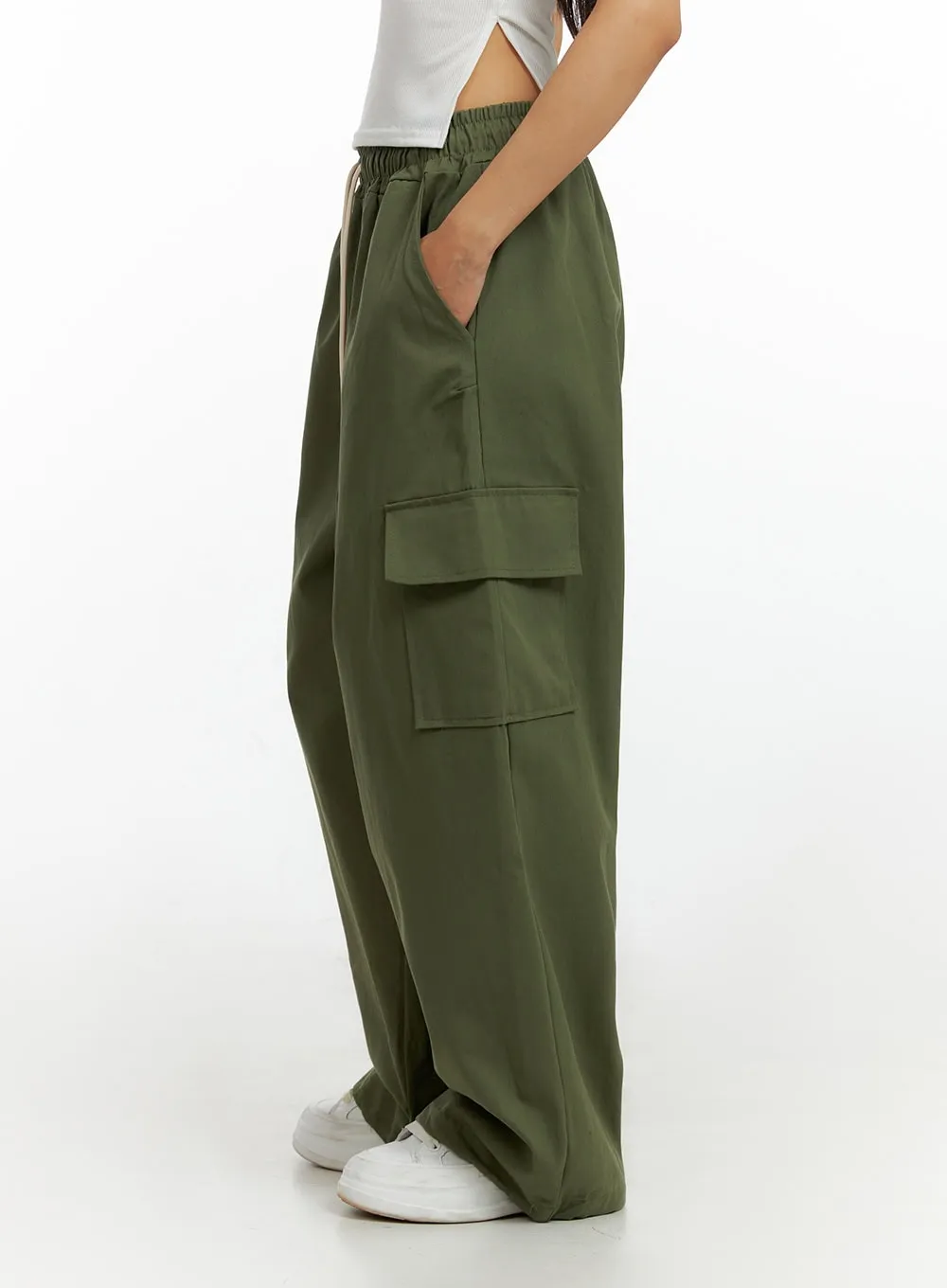 Banded String Baggy Cargo Pants IL419