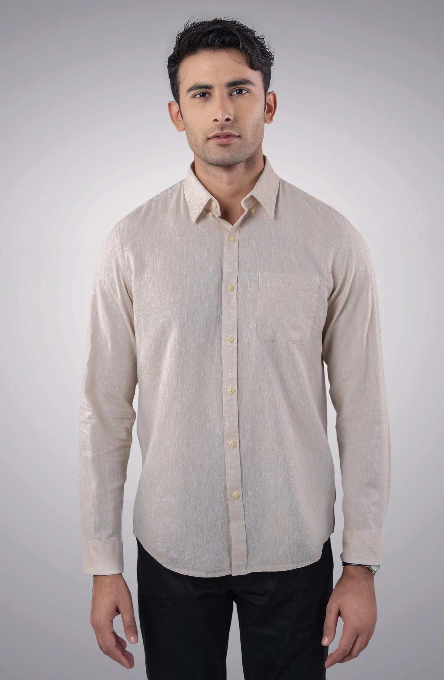 Beige Cotton Linen Shirt