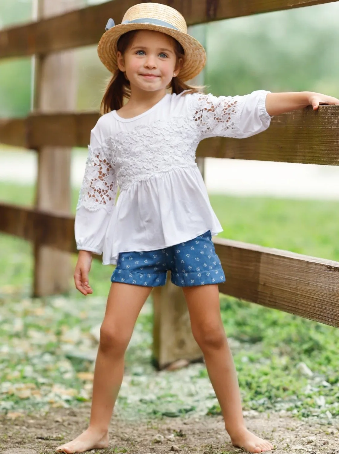 Believe Ruched Lace Tunic And Shorts Set