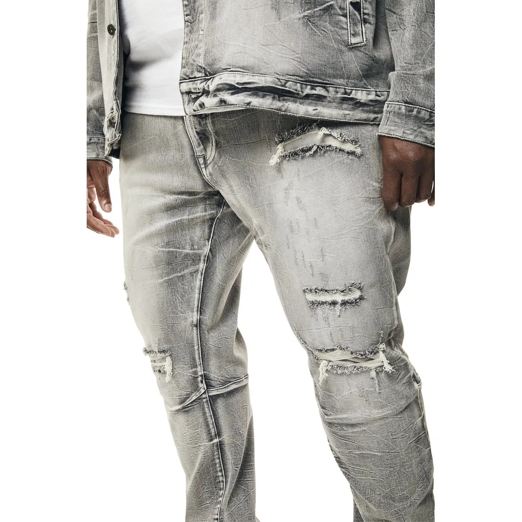 Big and Tall - Wave Effect Denim Jeans - Union Grey