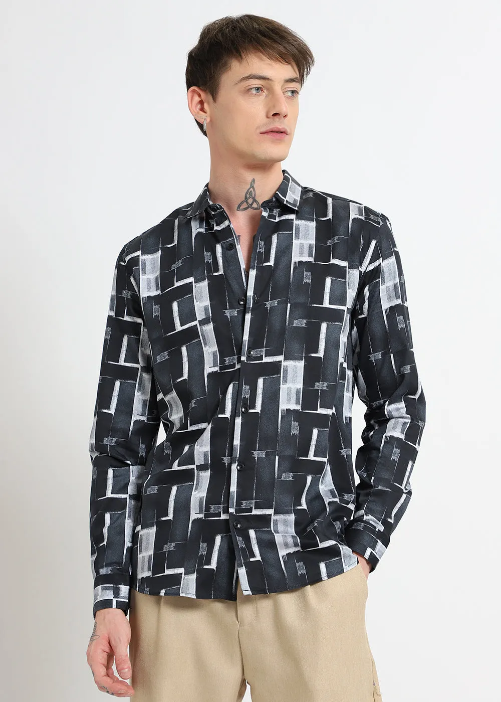 Black Abstractox Printed shirt