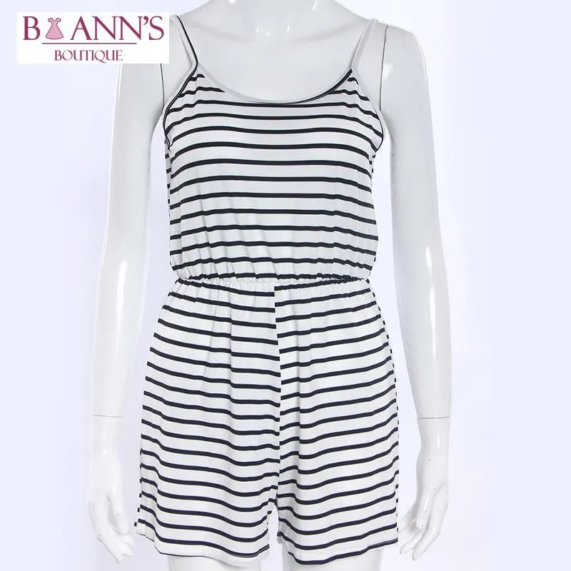 BLACK & WHITE STRIPED ROMPER