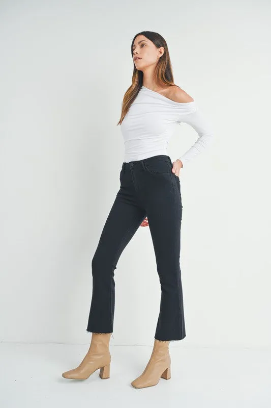 Black Crop Flare Jeans