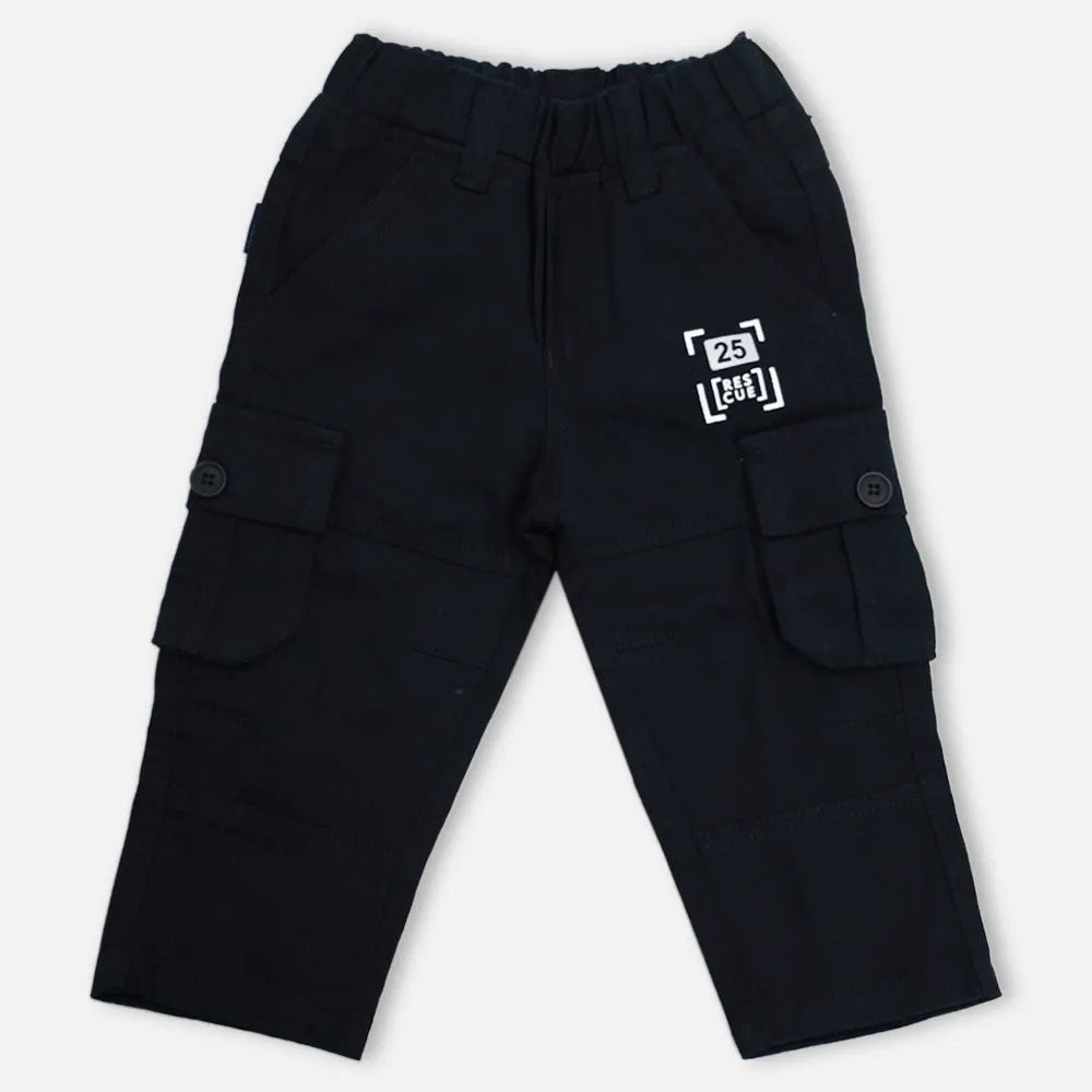 Black Elasticated Waist Cargo Pant