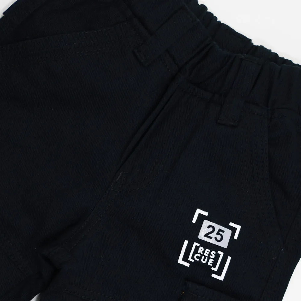 Black Elasticated Waist Cargo Pant