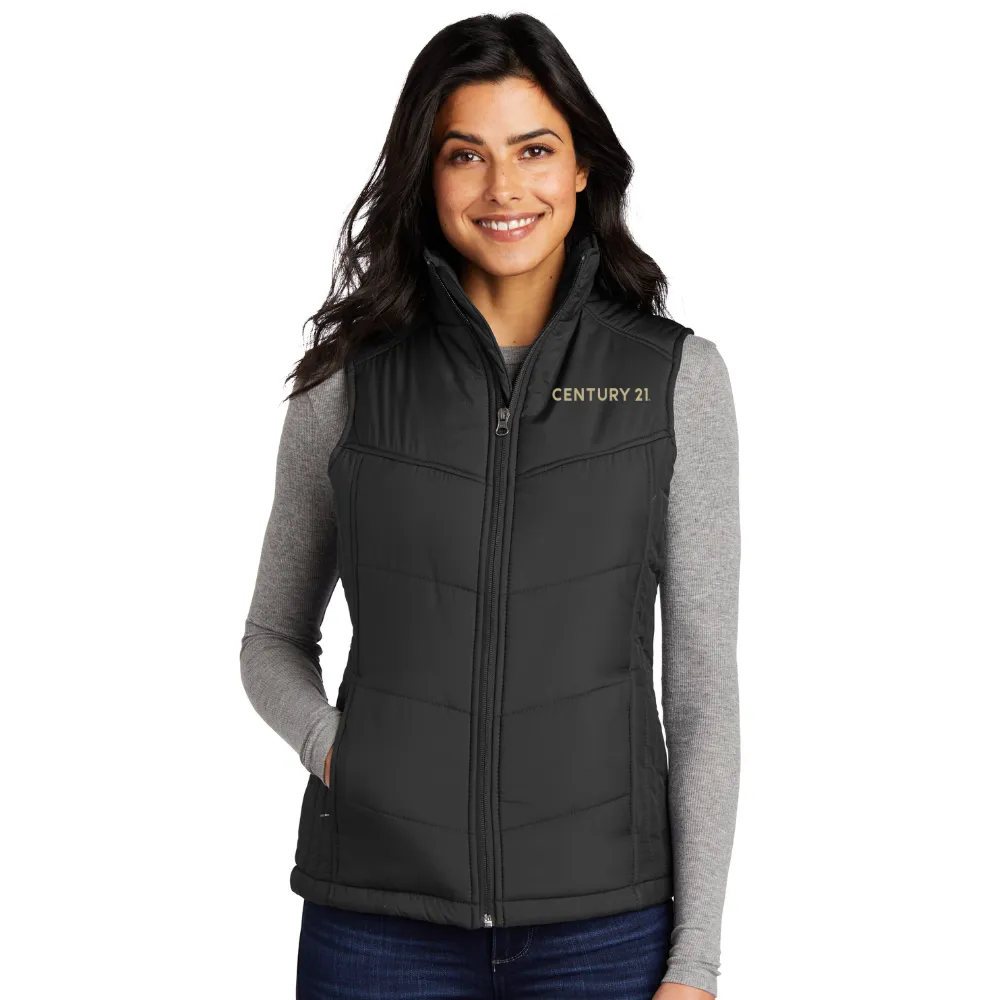 Black Ladies Quilted Vest - Your Logo/Embroidery