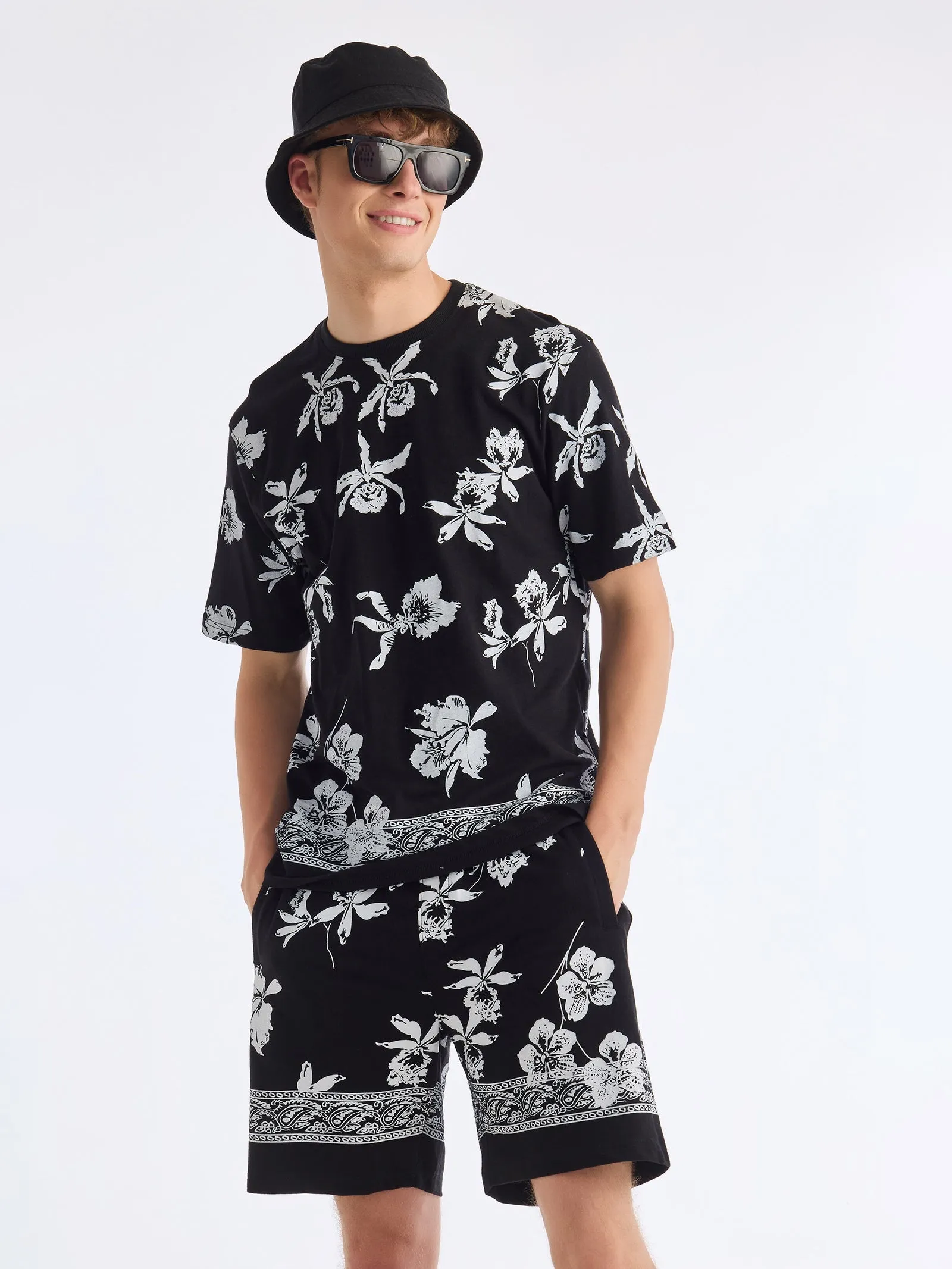 Black Printed Pure Cotton Co-Ords