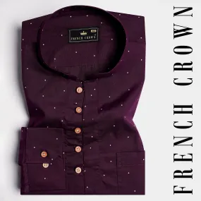 Bleached Cedar Wine Polka Dotted Twill Premium Cotton Kurta Shirt