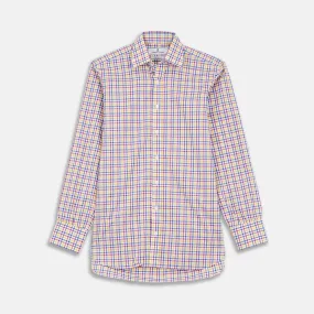 Blue, Yellow and Pink Check Shirt with T&A Collar and 3-Button Cuffs