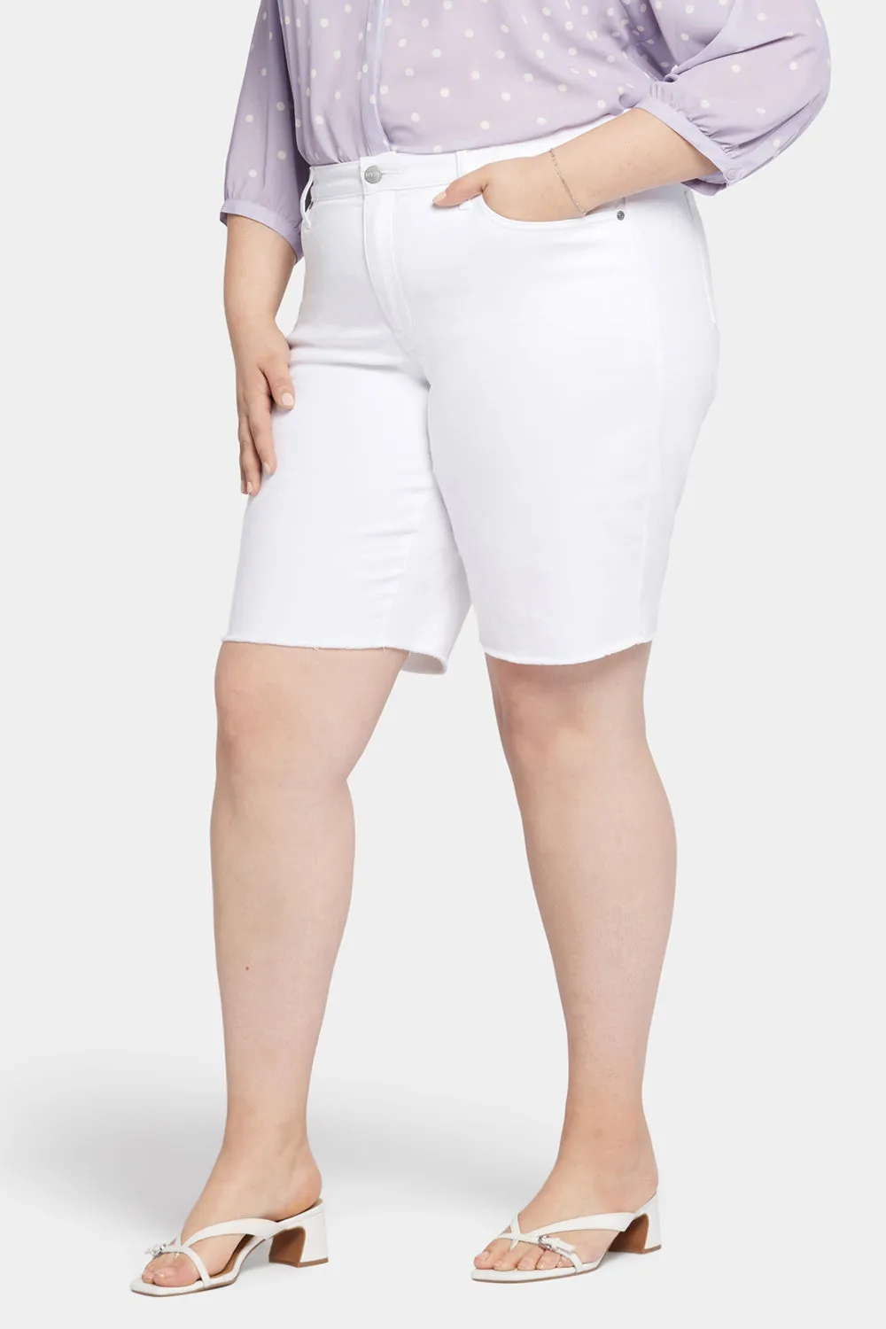 Boyfriend Denim Shorts In Plus Size - Optic White