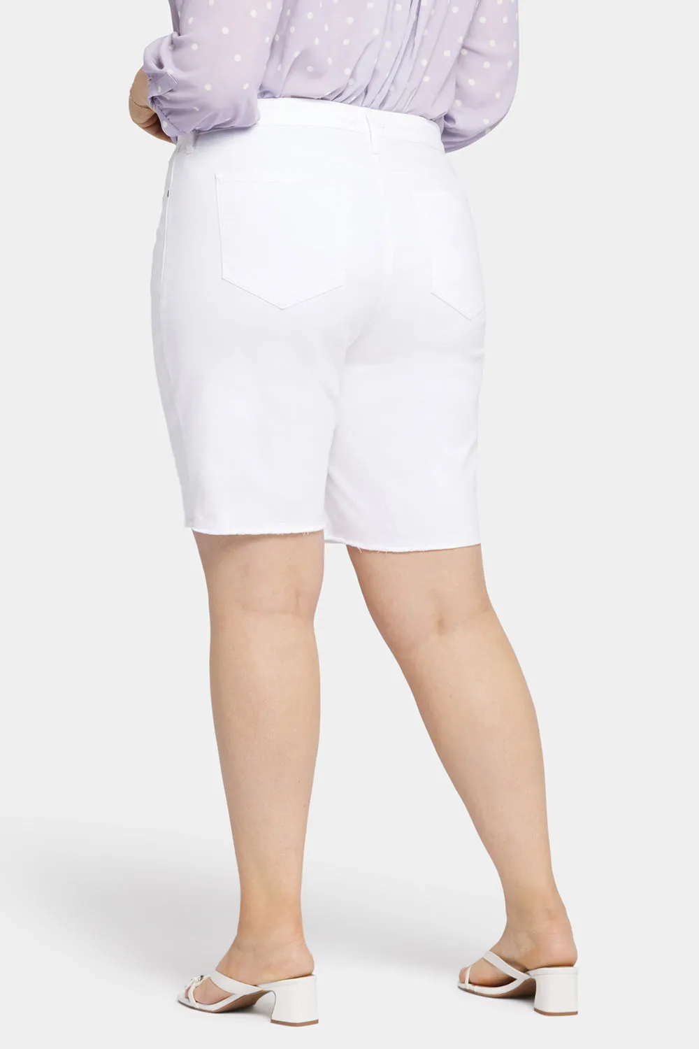 Boyfriend Denim Shorts In Plus Size - Optic White