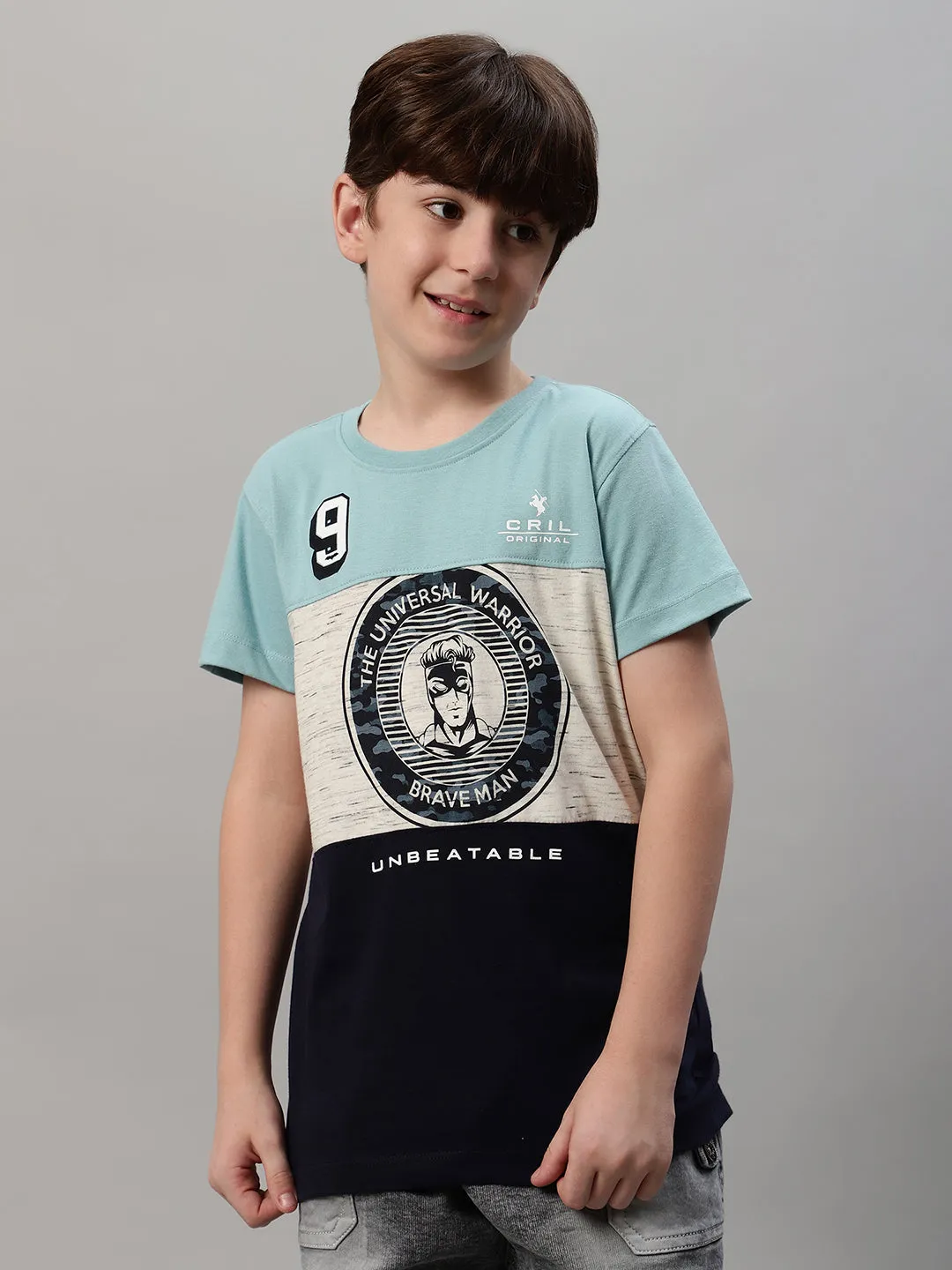 Boy's Navy Blue Graphic Print T-Shirt