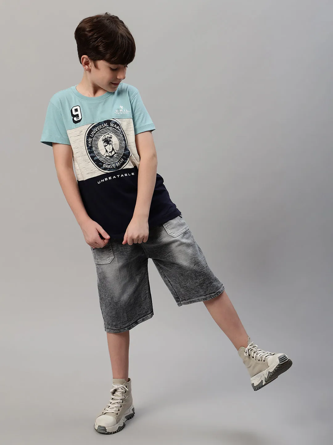 Boy's Navy Blue Graphic Print T-Shirt