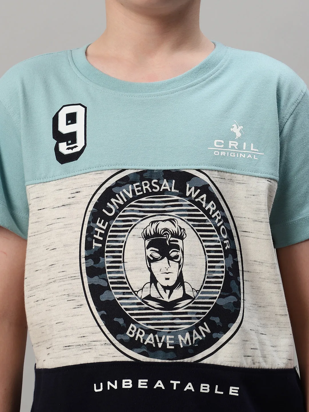 Boy's Navy Blue Graphic Print T-Shirt